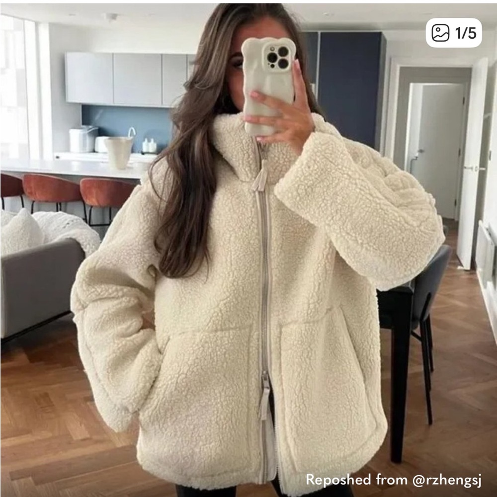 H&M Off-White Teddy Bear Jacket